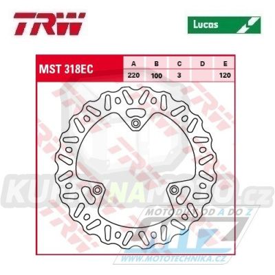 Kotouč brzdový TRW MST318EC (220/100/3D) - Yamaha YZ85 / 02-25 + YZ80 / 93-01 + Suzuki RM85 / 05-23