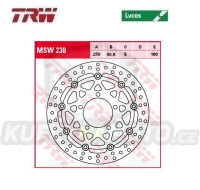 Kotouč brzdový plovoucí TRW MSW238 (280/80/5D) - kulatý design - Kawasaki ZX6R Ninja + ZX6RR Ninja
