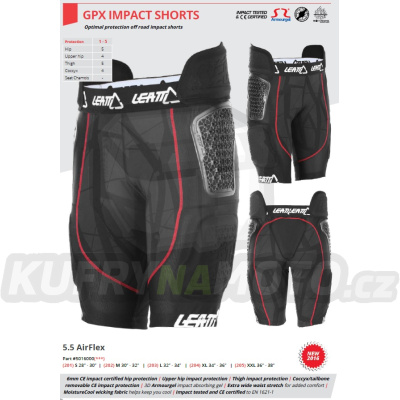 LEATT kraťasy s chráničem IMPACT SHORTS GPX 5.5 AIRFLEX black barva černá velikost L