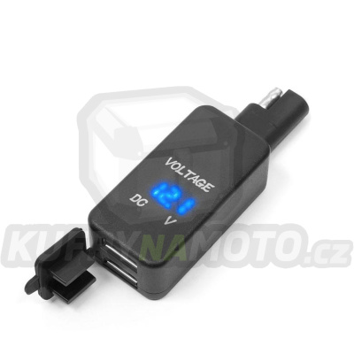 BIKETEC MOTO ZÁSUVKA DVOJITÁ USB ZÁSUVKA S MONTÁŽÍ VOLTOMETRU NA PLOCHÝ POVRCH KAPOTÁŽ