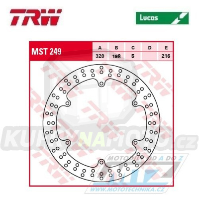 Kotouč brzdový TRW MST249 (320/198/6D) - Yamaha XJ600N / 91-97+XJ600SDiversion / 91-97+XVZ1300 / 96-07