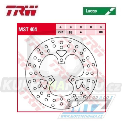 Kotouč brzdový TRW MST404 (220/58/3D) - Honda TRX300 EX Sporttrax / 93-08