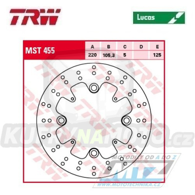 Kotouč brzdový TRW MST455 (220/105,3/4D) - Honda CBR250RA / 11-15 + CBR300RA / 14-17