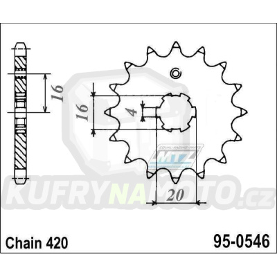 Kolečko řetězové (pastorek) 0546-15zubů MTZ odlehčené RACING - Kawasaki KX60+KX65+KX80+KX85+KX100 + Suzuki RM60+RM65 + Yamaha TTR50+TTR90+TTR110 + DT50+DT80+DT100 + YZ60+PW80 + RD80+BW80+LB80 + YB100+MX100+RT100