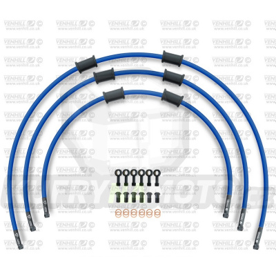 STANDARD Hadice přední brzdy sada Venhill POWERHOSEPLUS SUZ-6015FB-SB (3 hadice v sadě) modré hadice, černé koncovky