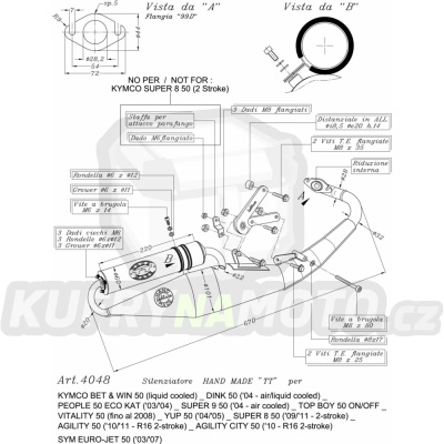 Výfuk Leo Vince Kymco AGILITY 50 2 RT 16'' 2 stroke 2010 - 2012 HAND MADE TT LVKN559-4048