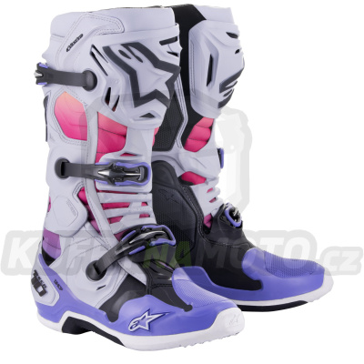 boty TECH 10 limitovaná edice DAYTONA, ALPINESTARS (světle šedá/oranžová fluo/fialová)