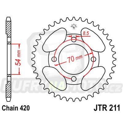 Řetězová rozeta JT JTR 211-42 42 zubů, 420
