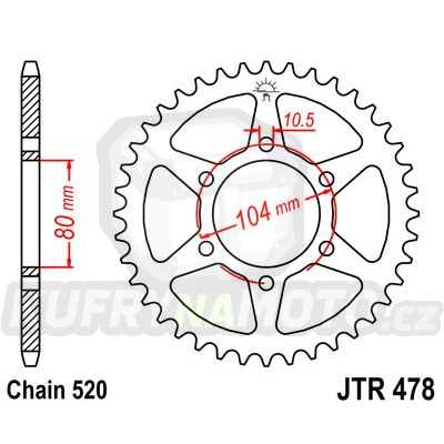 Řetězová rozeta JT JTR 478-42 42 zubů, 520
