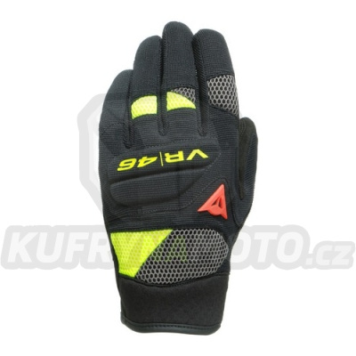 Moto rukavice DAINESE VR46 CURB SHORT černo/antracitově/neonově žluté