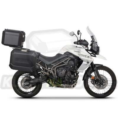 Kompletní sada černých hliníkových kufrů SHAD TERRA BLACK , 48L topcase   36L/47L boční kufry, včetně montážní sady a plotny SHAD TRIUMPH Tiger 800