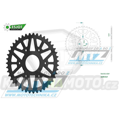 Rozeta řetězová (převodník) Dural 0890-43zubů ESJOT 51-32147-43BP - barva černá elox - Husqvarna 401 Svartpilen+401 Vitpilen / 19-21 + KTM 125RC / 14-21+125 Duke ( ABS ) / 14-21+200 Duke ABS / 14-20+200RC ABS / 14-20+390 Adventure ABS / 20-21+390 Duk