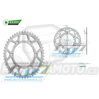 Rozeta řetězová (převodník) Dural 0808-48zubů ESJOT 51-32041-48 - barva stříbrná - Suzuki RM125 / 80-11+RM250 / 82-12+RMX250 / 89-00+RMZ250 / 07-20+RMZ450 / 05-20+RMX450Z / 10-19+DRZ250 / 01-07+DR350 / 96-99+DRZ400S / 00-20+DRZ400E / 00-07 + Kawasaki