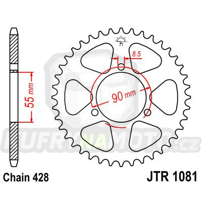 Řetězová rozeta JT JTR 1081-46 46 zubů, 428