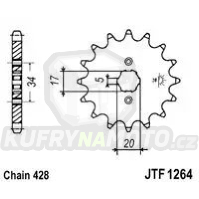 Řetězové kolečko JT JTF 1264-17 17 zubů