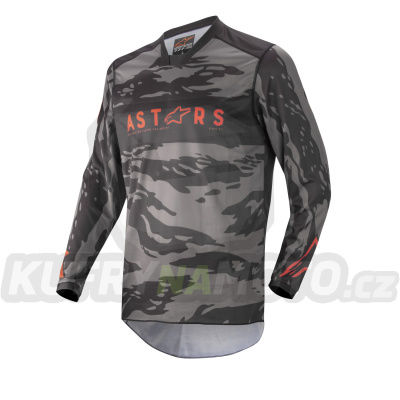 dres RACER TACTICAL, ALPINESTARS (černá/šedá maskáčová/červená fluo)
