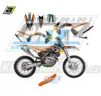 Polepy s potahem sedla (sada polepů a potah sedla Graphics) - KTM EXC / 14-16 + SX+SXF / 13-15 - typ polepů Replica KTM Trophy
