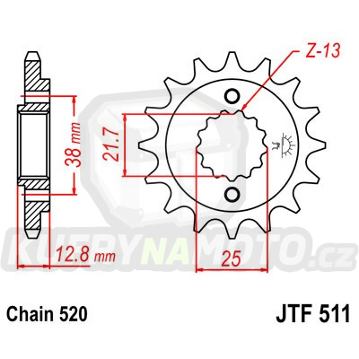 Řetězové kolečko JT JTF 511-14 14 zubů, 520