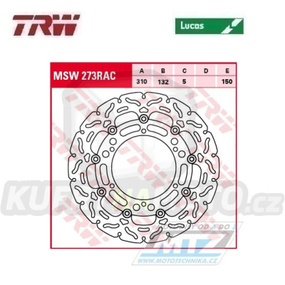 Kotouč brzdový plovoucí TRW MSW273RAC (310/132/6D) - zubatý design - Yamaha MT01 / 07-11