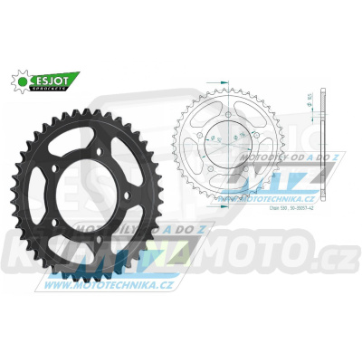 Rozeta ocelová (převodník) 1493-42zubů ESJOT 50-35057-42 - Kawasaki ZX14 Ninja / 06-15 + ZZR1400 / 13-20