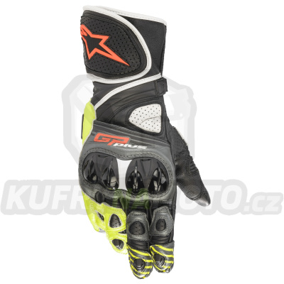 rukavice GP PLUS R 2, ALPINESTARS (šedá/černá/žlutá fluo/červená fluo/bílá) 2024