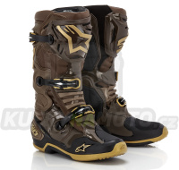 boty TECH 10 limitovaná edice SQUAD, ALPINESTARS (tmavě hnědá/zlatá/černá)