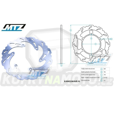 Kotouč brzdový MTZ nerezový - zubatý desing Wave - Suzuki RM125 / 99-11 + RM250 / 99-12 + RMX250 / 89-00