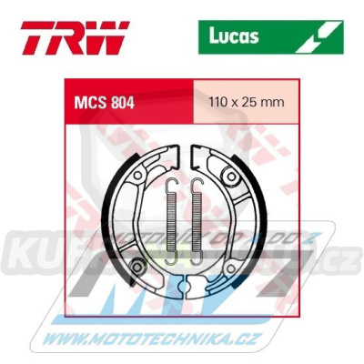 Brzdové obložení (brzdové pakny) TRW Lucas MCS804 - Honda CB50 + CB50J + MB50S + MBX50SD + MT50S + MTX50S + NSR50S + XL50 + CRM75 + XL75 + XR75K + CB80 + CR80R + MB80S + MBX80SW + MBX80SW2 + MBX80SWD + MBX80SWZ + MCX80S + MT80S + MTX80C + MTX80R2 ...
