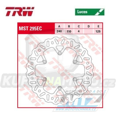 Kotouč brzdový TRW MST295EC (240/110/6D) - Beta RR125+RR200+RR250+RR300 + RR350+RR390+RR400+RR430 + RR450+RR480+RR498 + Xtrainer