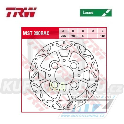 Kotouč brzdový TRW MST390RAC (256/70/4D) - zubatý desing - Honda VFR800 / 98-09 + CB1000R / 08-16