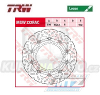 Kotouč brzdový plovoucí TRW MSW232RAC (300/143/5D) - zubatý design - Kawasaki EX650Ninja / 17- + Z650 / 17- + Z900 / 18-