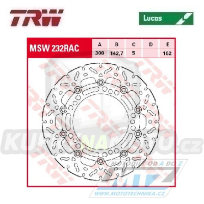 Kotouč brzdový plovoucí TRW MSW232RAC (300/143/5D) - zubatý design - Kawasaki EX650Ninja / 17- + Z650 / 17- + Z900 / 18-