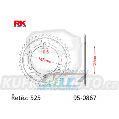 Rozeta ocelová (převodník) 0867-42zubů RK - Yamaha TDM850 / 91-01
