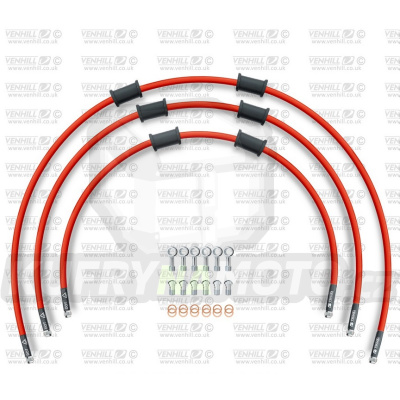 STANDARD Hadice přední brzdy sada Venhill POWERHOSEPLUS YAM-5005F-RD (3 hadice v sadě) červené hadice, chromové koncovky