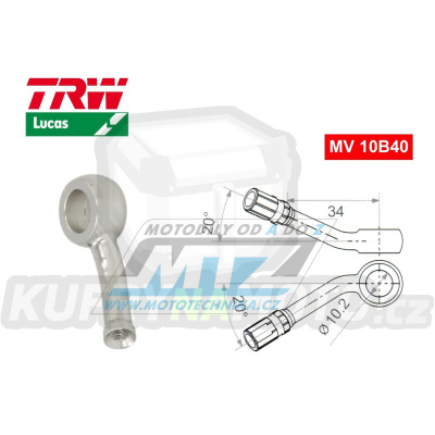 Koncovka brzdové hadice TRW VarioFlex MV10B40 (banjo 10mm zahnuté 20°/20° - pravé) - barva Alu stříbrná