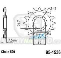 Kolečko řetězové (pastorek) 1536-15zubů MTZ - Kawasaki KSF450+KXF450 + ZX6R Ninja