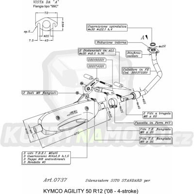 Výfuk Leo Vince Kymco AGILITY 50 RT 12 4 strokes 2007 - 2012 LEOVINCE LVKN566-0737