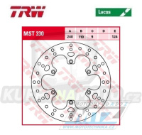 Kotouč brzdový TRW MST330 (240/110/6D) - Aprilia Pegaso650 + Benelli BN+CenturyRacer+TNT+TRE+1130CafeRacer+Titanium + BMW F650+F650CS+F650GS+F650GSDakar+G650GS + Husqvarna TR