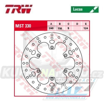 Kotouč brzdový TRW MST330 (240/110/6D) - Aprilia Pegaso650 + Benelli BN+CenturyRacer+TNT+TRE+1130CafeRacer+Titanium + BMW F650+F650CS+F650GS+F650GSDakar+G650GS + Husqvarna TR