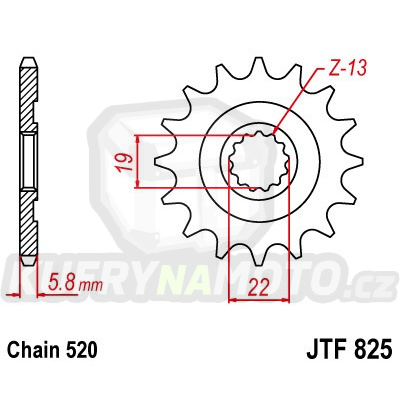 Řetězové kolečko JT JTF 825-13 13 zubů, 520