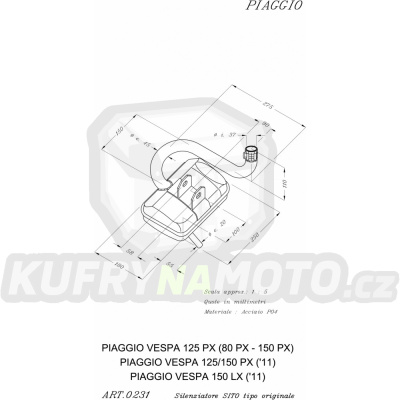Výfuk Leo Vince Vespa 80 PX všechny r.v. SITO LVKN971-0231