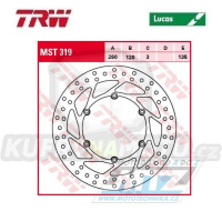 Kotouč brzdový TRW MST319 (260/120/6D) - Husqvarna CR125+CR250+CR360 / 92-99 + WR125+250+360 / 92-02 + TE350 / 92-95 + TE410 / 95-99 + TE610E / 97-01 + TC610 / 92-97
