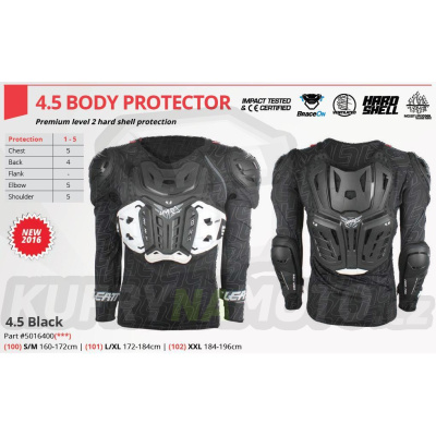 LEATT  chránič hrudníku,  na síťce BODY PROTECTOR 4.5 black barva černá velikost L/XL 172-184CM