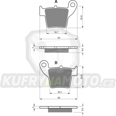 Zadní brzdové destičky Goldfren HONDA CR 250 R2/R3/R4/R5/R6/R7 2002-2007 směs AD - akce