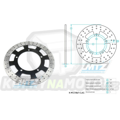 Kotouč brzdový nerezový (318/144/5D) - kulatý design - Honda VF750+VT850+VT1100Shadow