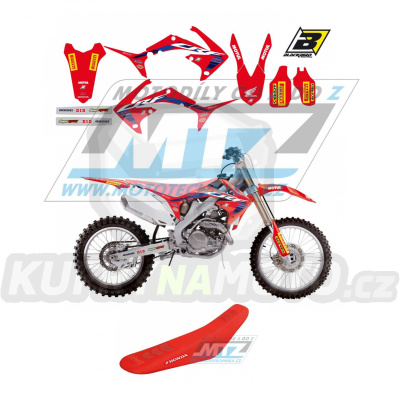 Polepy s potahem sedla (sada polepů a potah sedla Graphics) - Honda CRF250R / 10-13 + CRF450R / 09-12 - typ polepů Replica Team HRC
