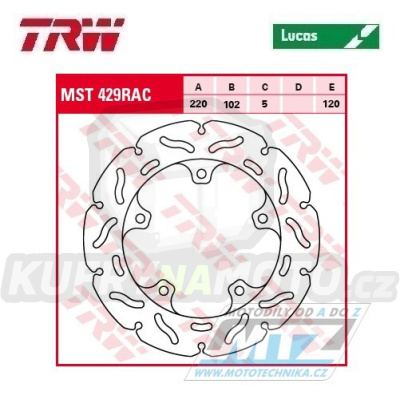 Kotouč brzdový TRW MST429RAC (220/102/5D) - zubatý design - Aprilia RSV4 + Tuono1000 V4 + Tuono1100 V4