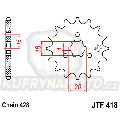 Řetězové kolečko JT JTF 418-15 15 zubů, 428