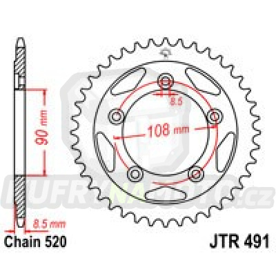 Řetězová rozeta JT JTR 491-40 40 zubů, 520