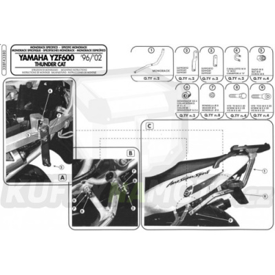 Kit pro montážní sada – nosič kufru Kappa Yamaha YZF 600 Thunder Cat 1996 – 2002 K1629-K3380